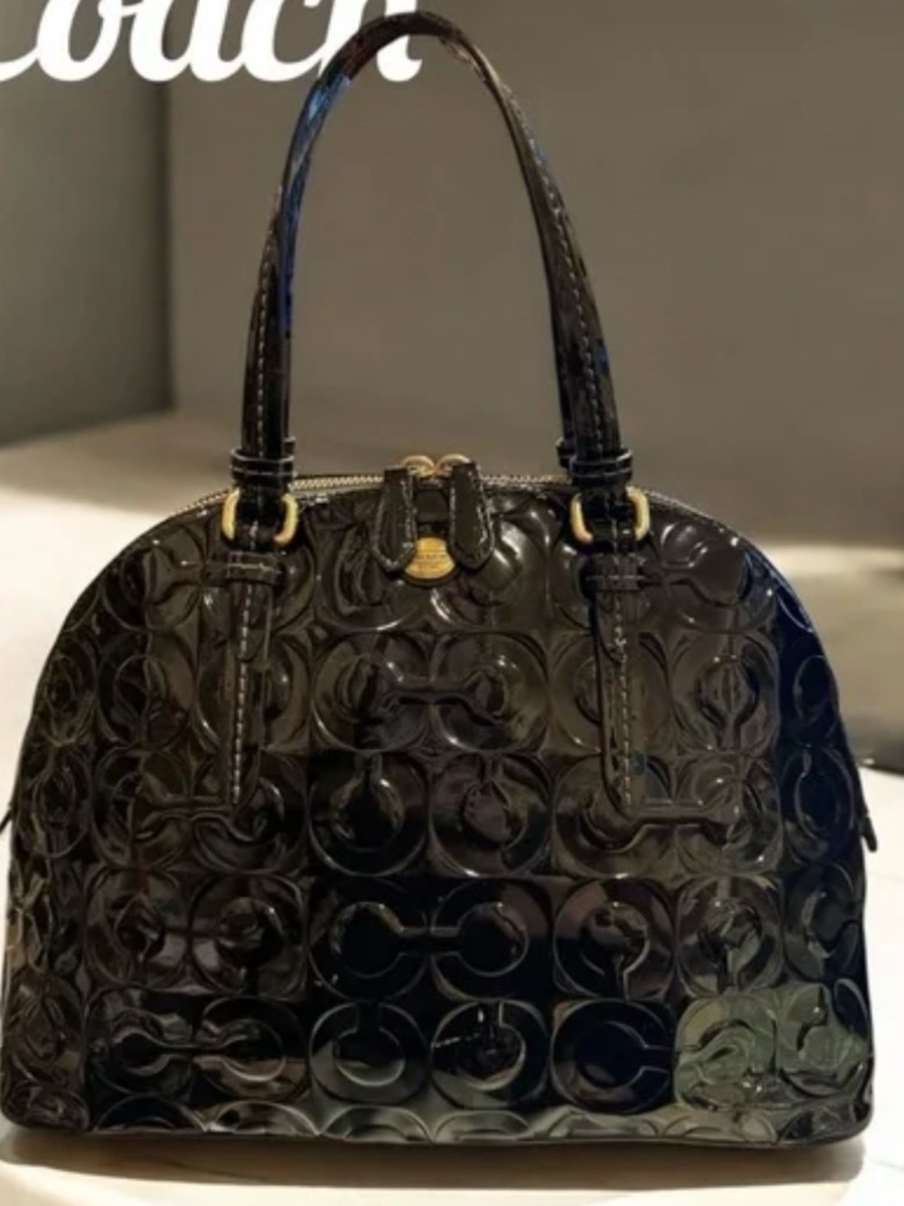Coach Peyton OP Art Embossed Patent Leather Cora Domed Satchel  plus wristlet
